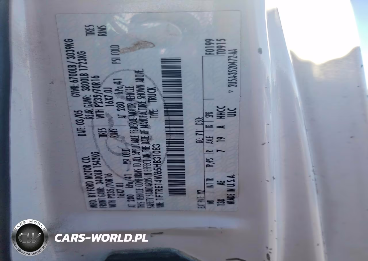 2005 Ford E150 Delivery Van VIN:1FTRE14W65HB31083 - 13