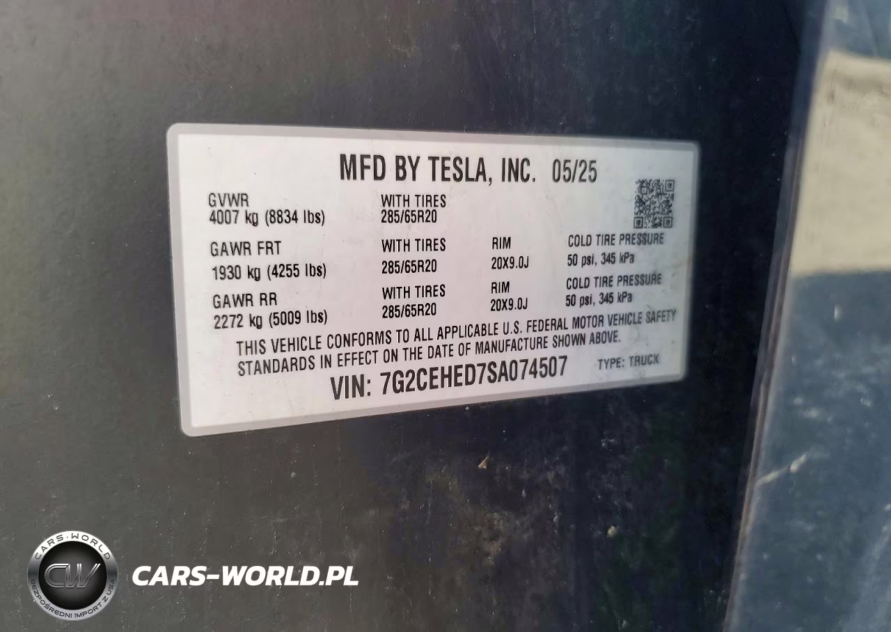 2025 Tesla Cybertruck VIN:7G2CEHED7SA074507 - 13