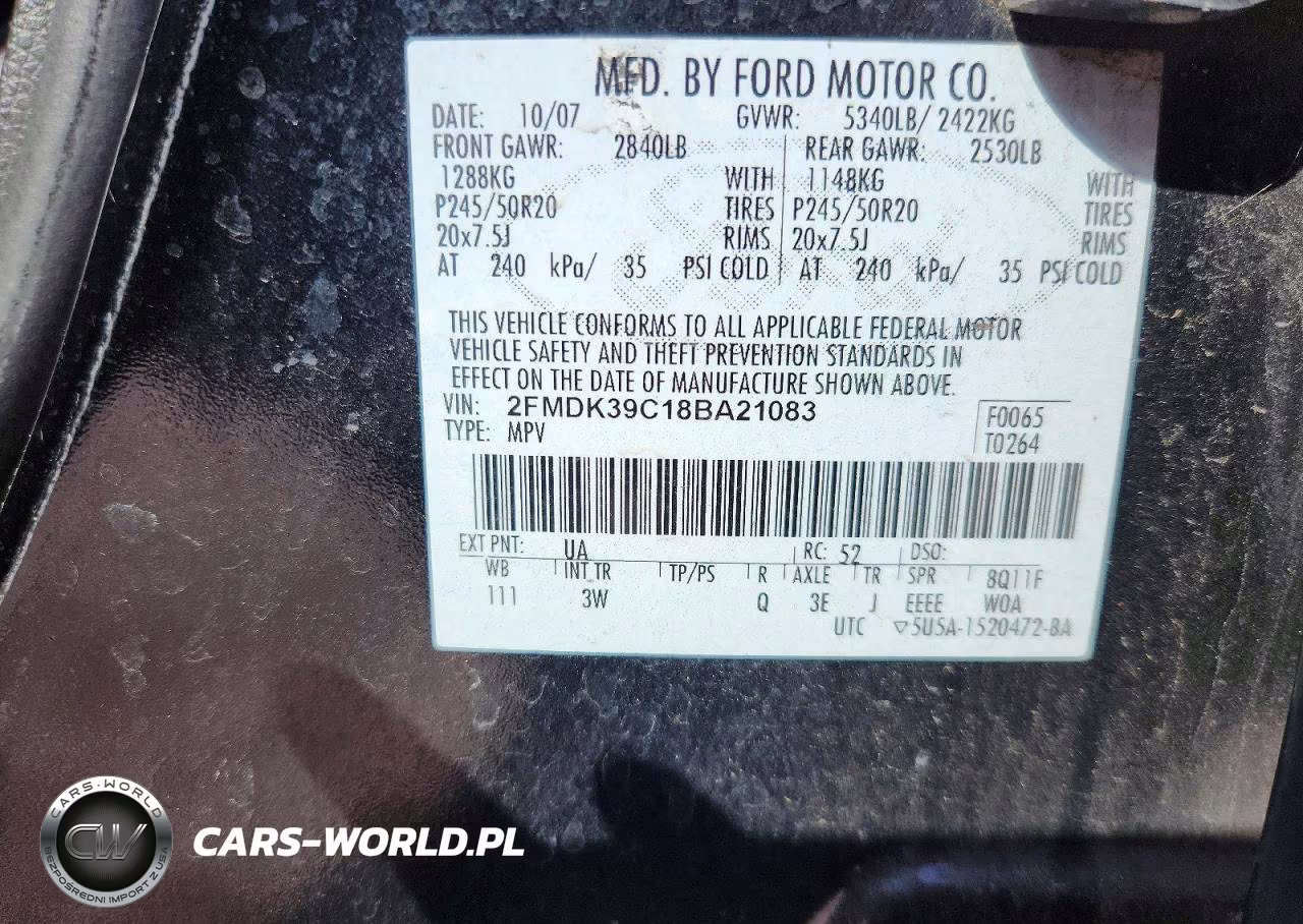 2008 Ford Edge Limited VIN:2FMDK39C18BA21083 - 14