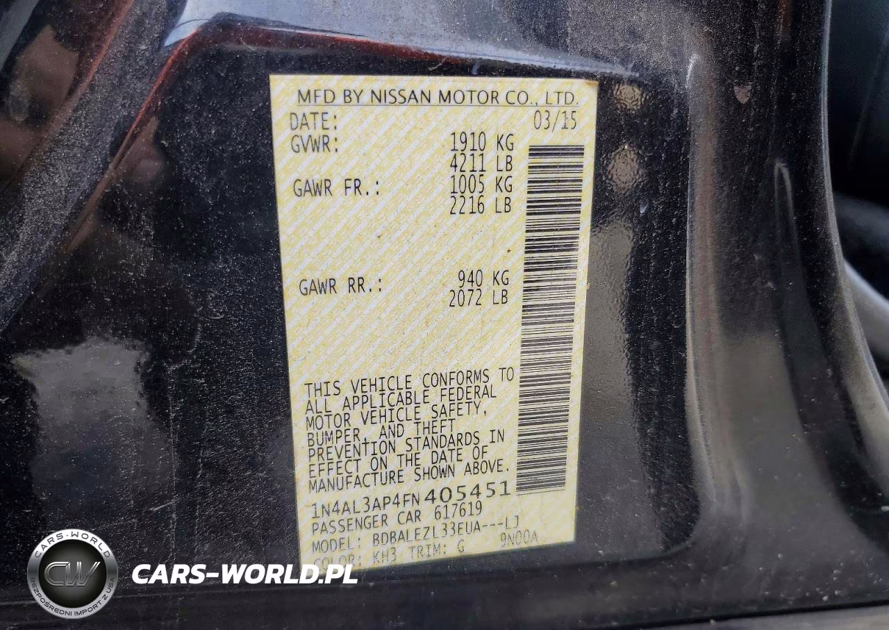 2015 Nissan Altima 2.5 S VIN:1N4AL3AP4FN405451 - 13