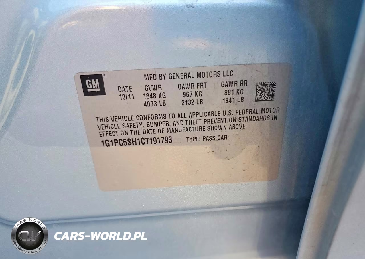 2012 Chev Cruze VIN:1G1PC5SH1C7191793 - 12
