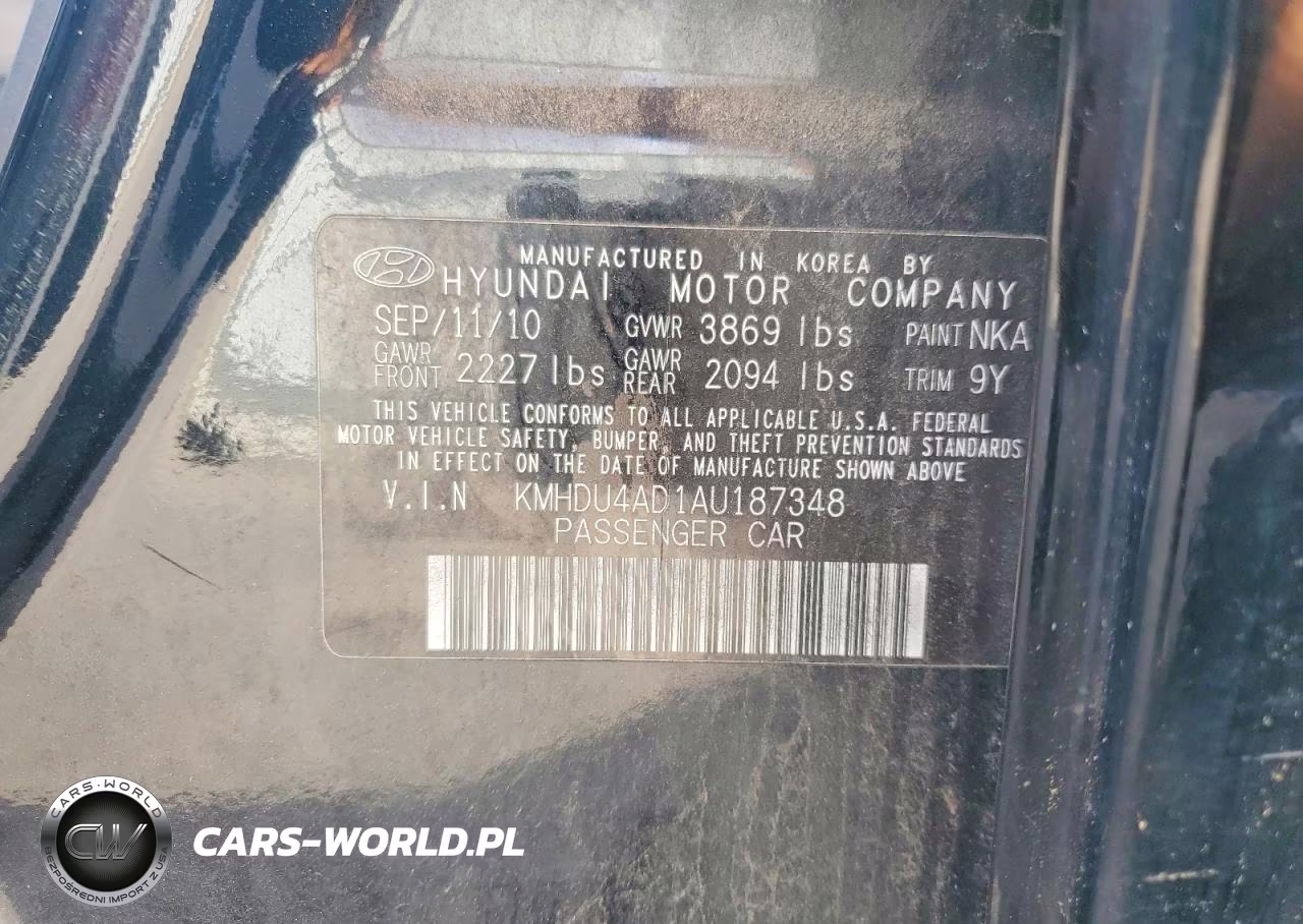 2010 Hyundai Elantra Gls VIN:KMHDU4AD1AU187348 - 12