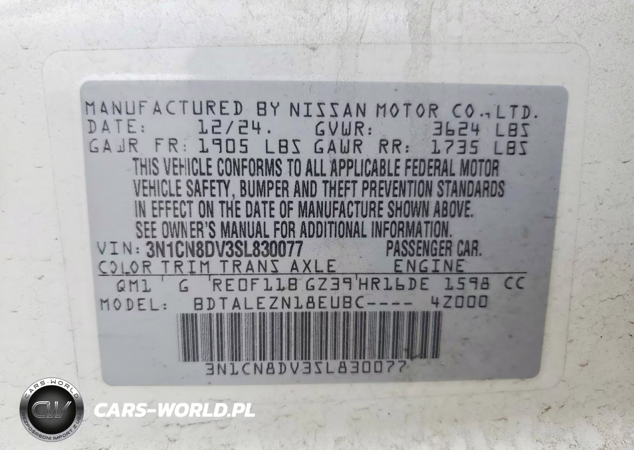 2025 Nissan Versa S VIN:3N1CN8DV3SL830077 - 12