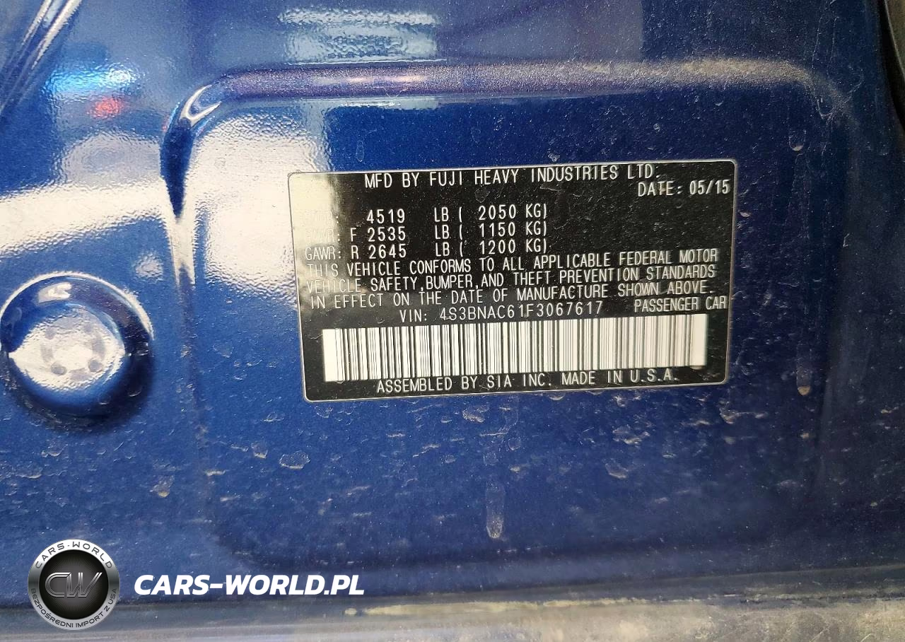 2015 Subaru Legacy 2.5I Premium VIN:4S3BNAC61F3067617 - 13