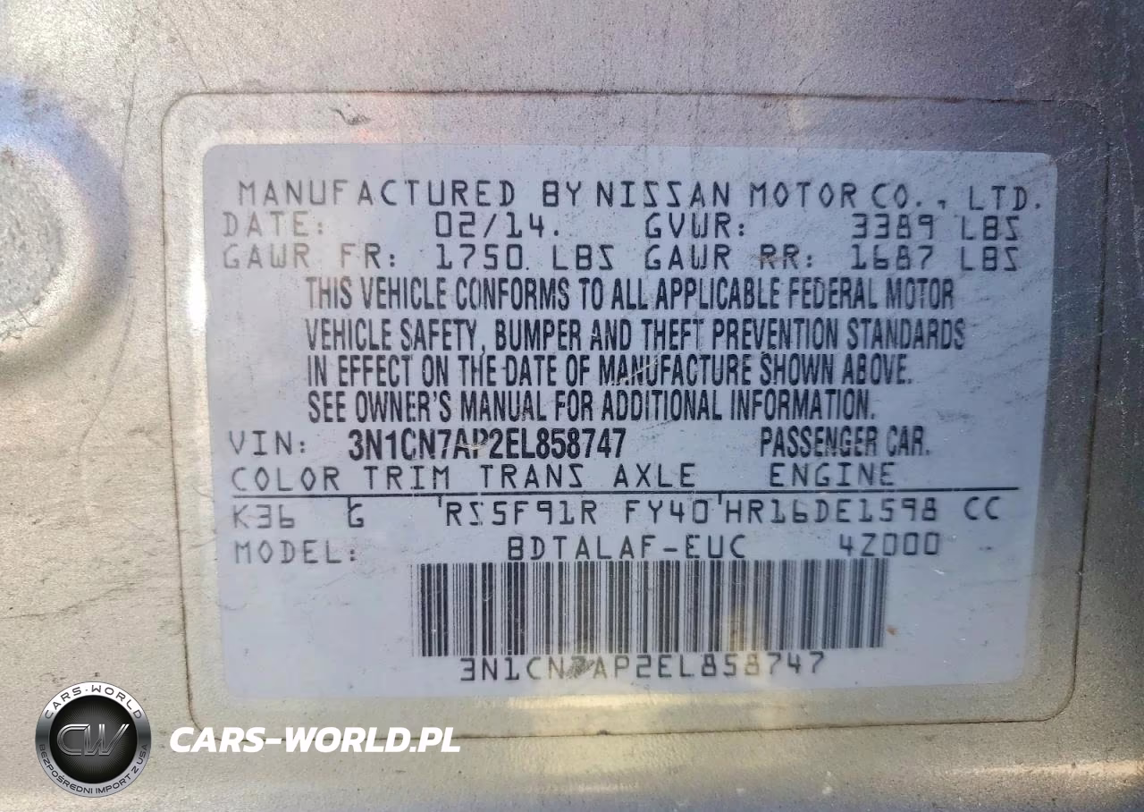 2014 Nissan Versa 1.6 S VIN:3N1CN7AP2EL858747 - 13