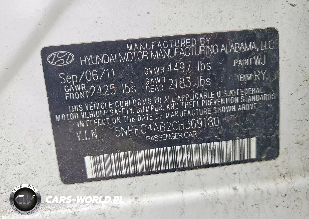 2012 Hyundai Sonata Se 2.0T VIN:5NPEC4AB2CH369180 - 12