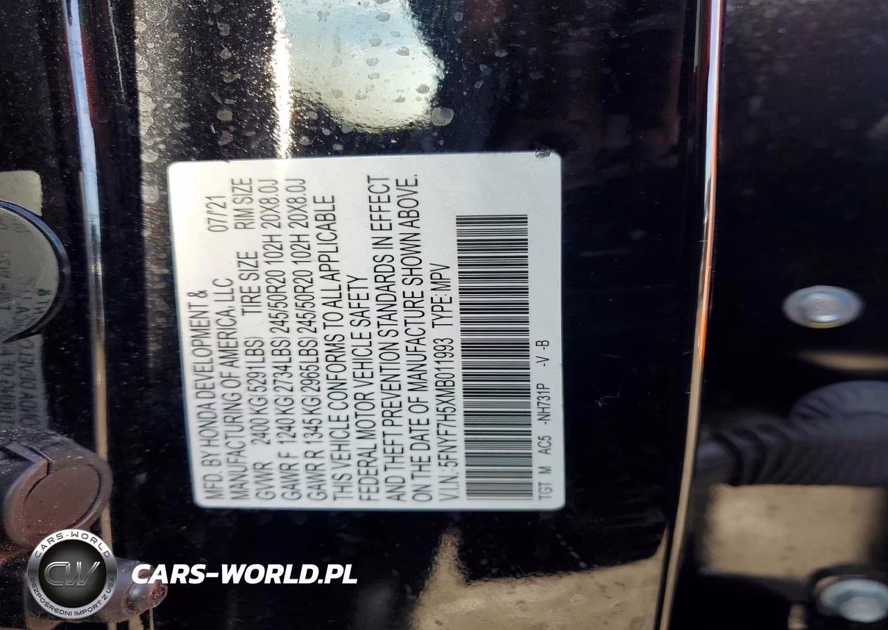 2021 Honda Passport Exl VIN:5FNYF7H5XMB011993 - 13