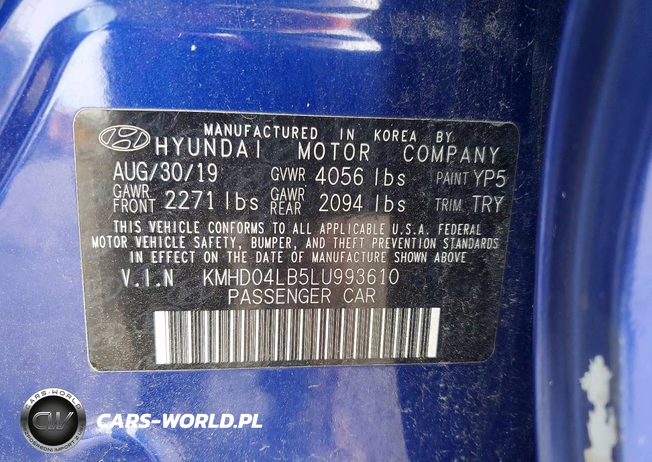 2020 Hyundai Elantra Sport VIN:KMHD04LB5LU993610 - 13
