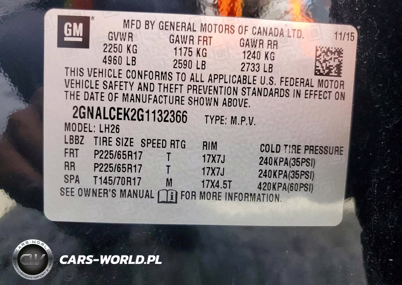 2016 Chevrolet Equinox Lt VIN:2GNALCEK2G1132366 - 12