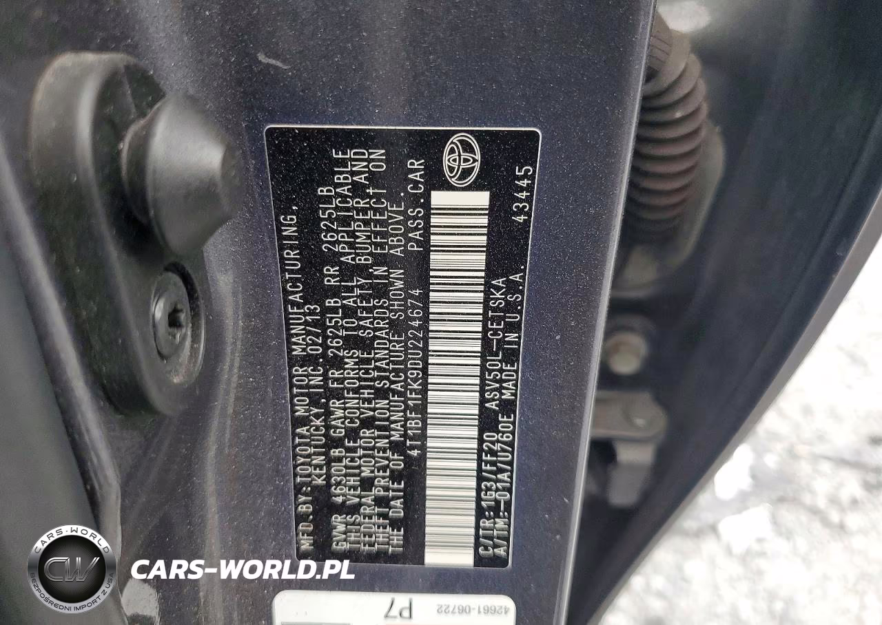 2013 Toyota Camry Se VIN:4T1BF1FK9DU224674 - 12