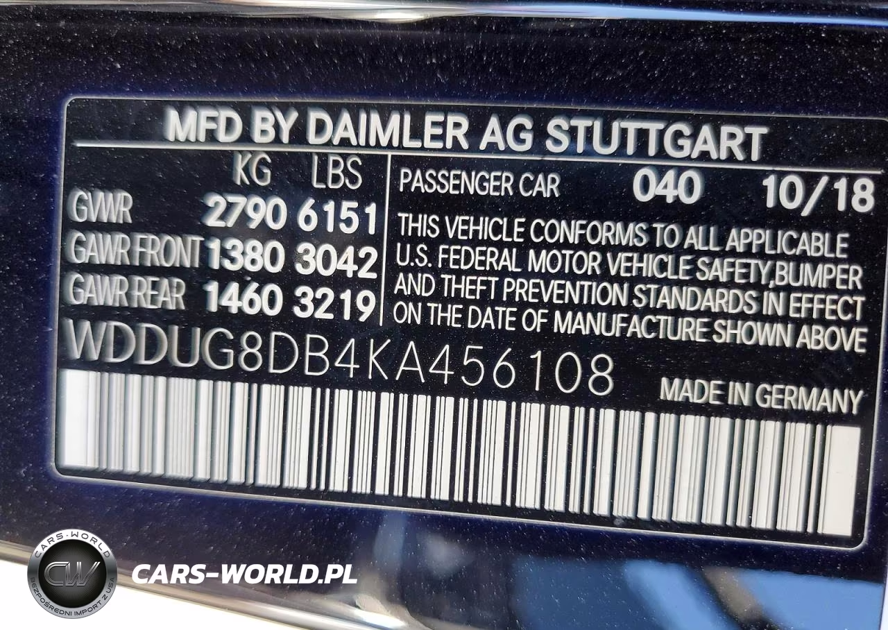 2019 Mercedes-Benz S 560 VIN:WDDUG8DB4KA456108 - 13