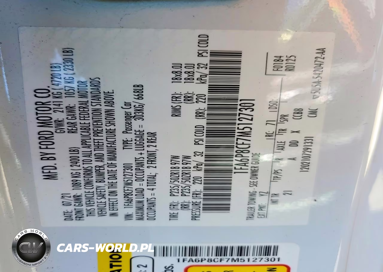 2021 Ford Mustang Gt VIN:1FA6P8CF7M5127301 - 12