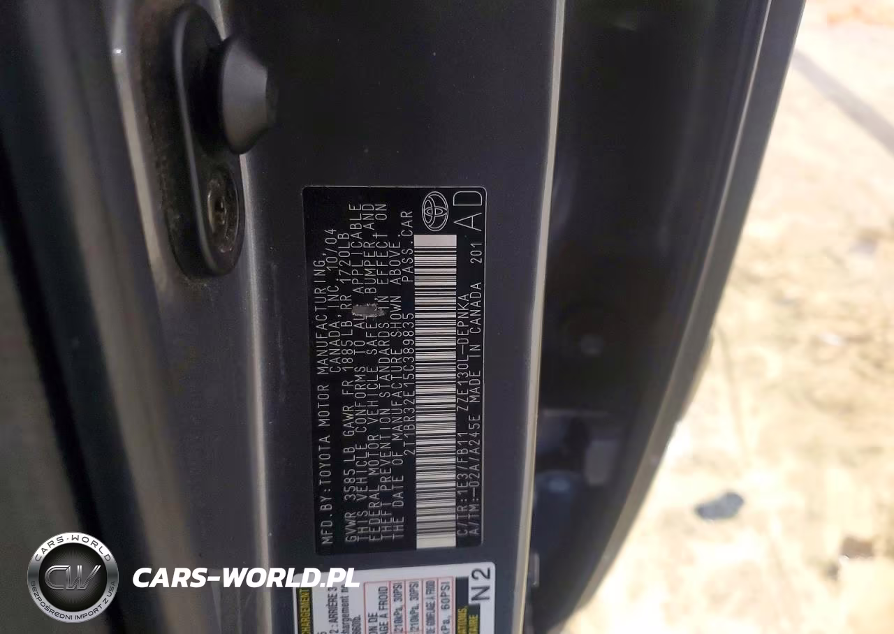 2005 Toyota Corolla Le VIN:2T1BR32E15C389835 - 12