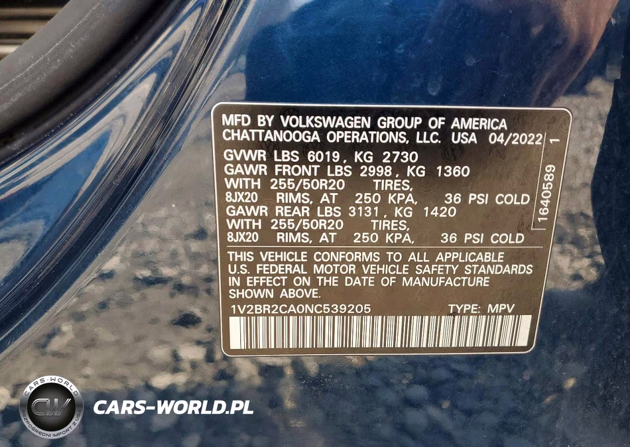 2022 Volkswagen Atlas Sel VIN:1V2BR2CA0NC539205 - 13