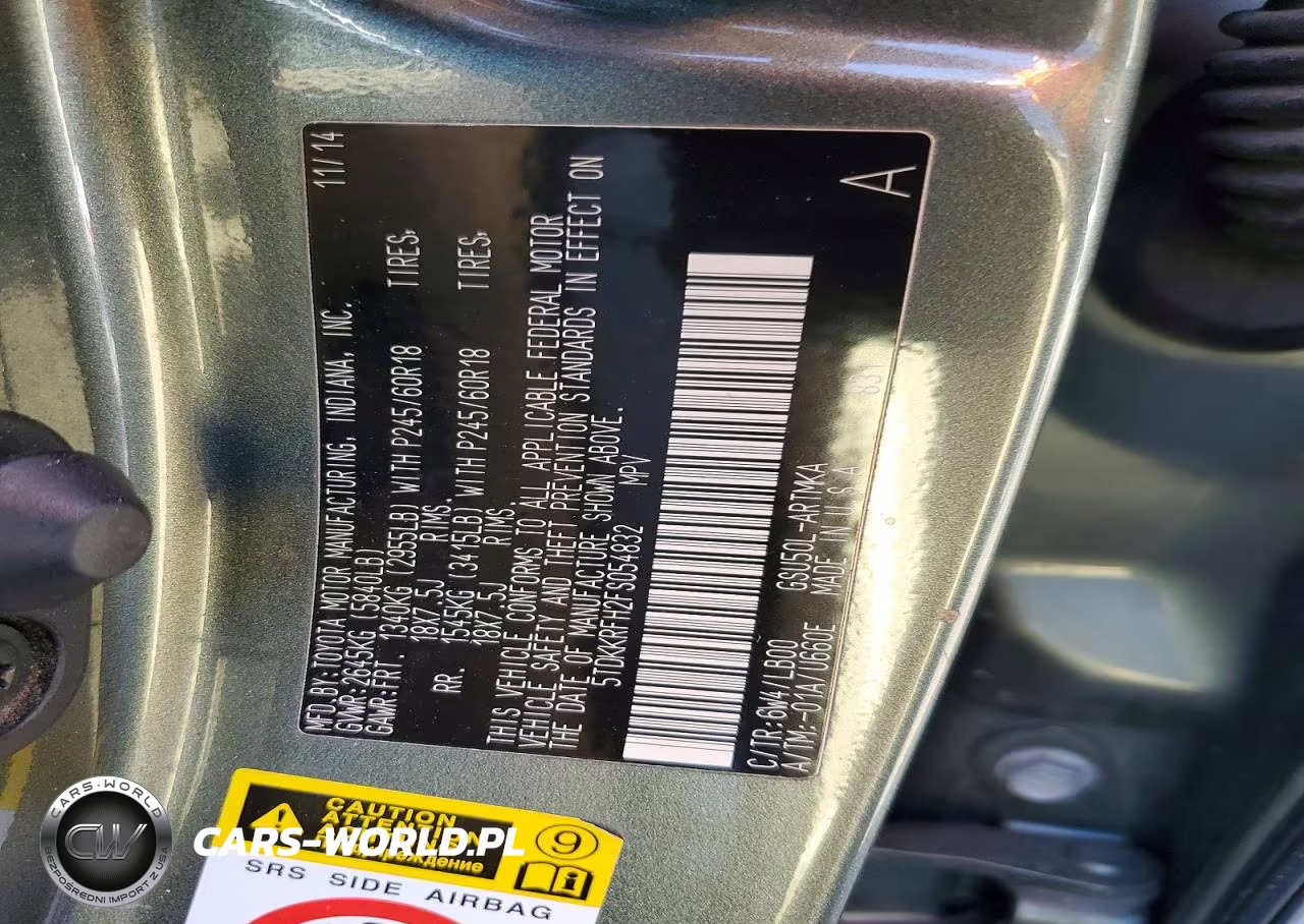 2015 Toyota Highlander Xle VIN:5TDKKRFH2FS054832 - 12