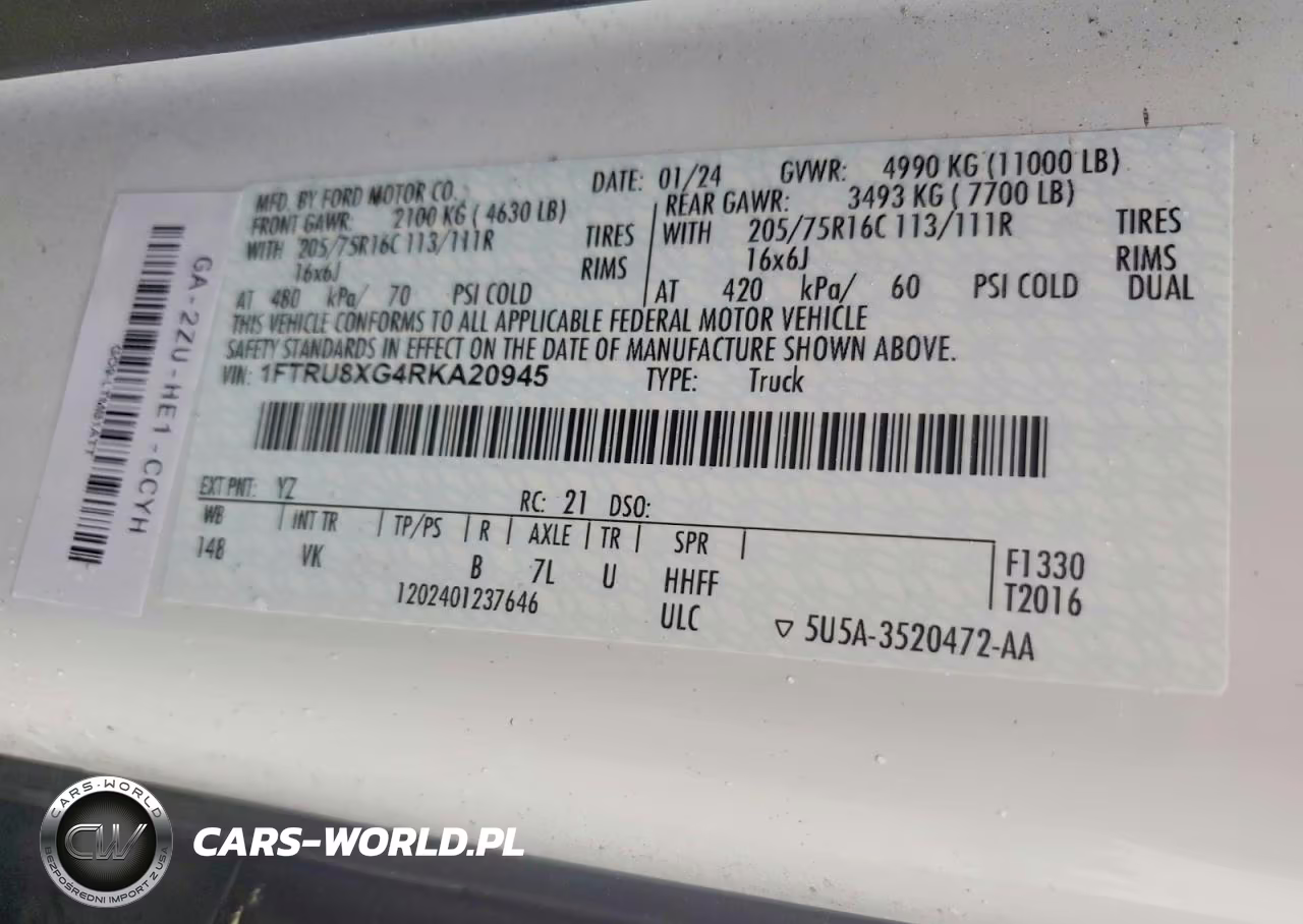 2024 Ford Transit 350 Hd Delivery Van VIN:1FTRU8XG4RKA20945 - 12
