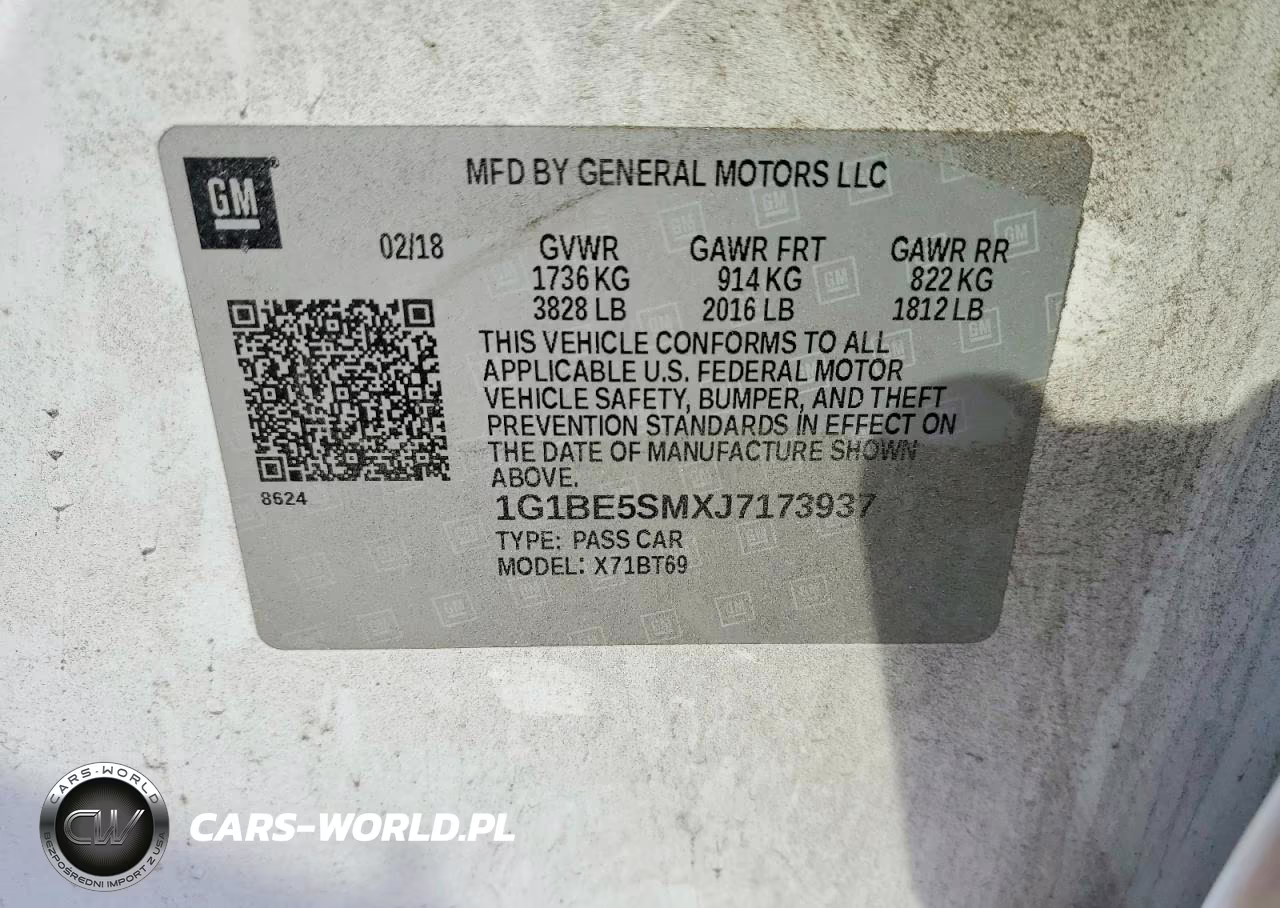 2018 Chevrolet Cruze Lt VIN:1G1BE5SMXJ7173937 - 12