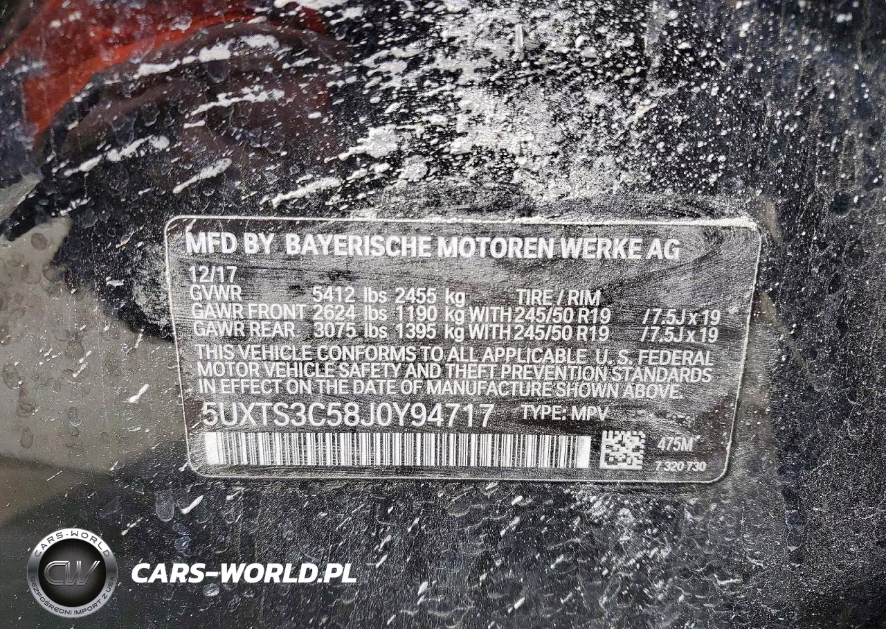 2018 BMW X3 xDrivem40I VIN:5UXTS3C58J0Y94717 - 12