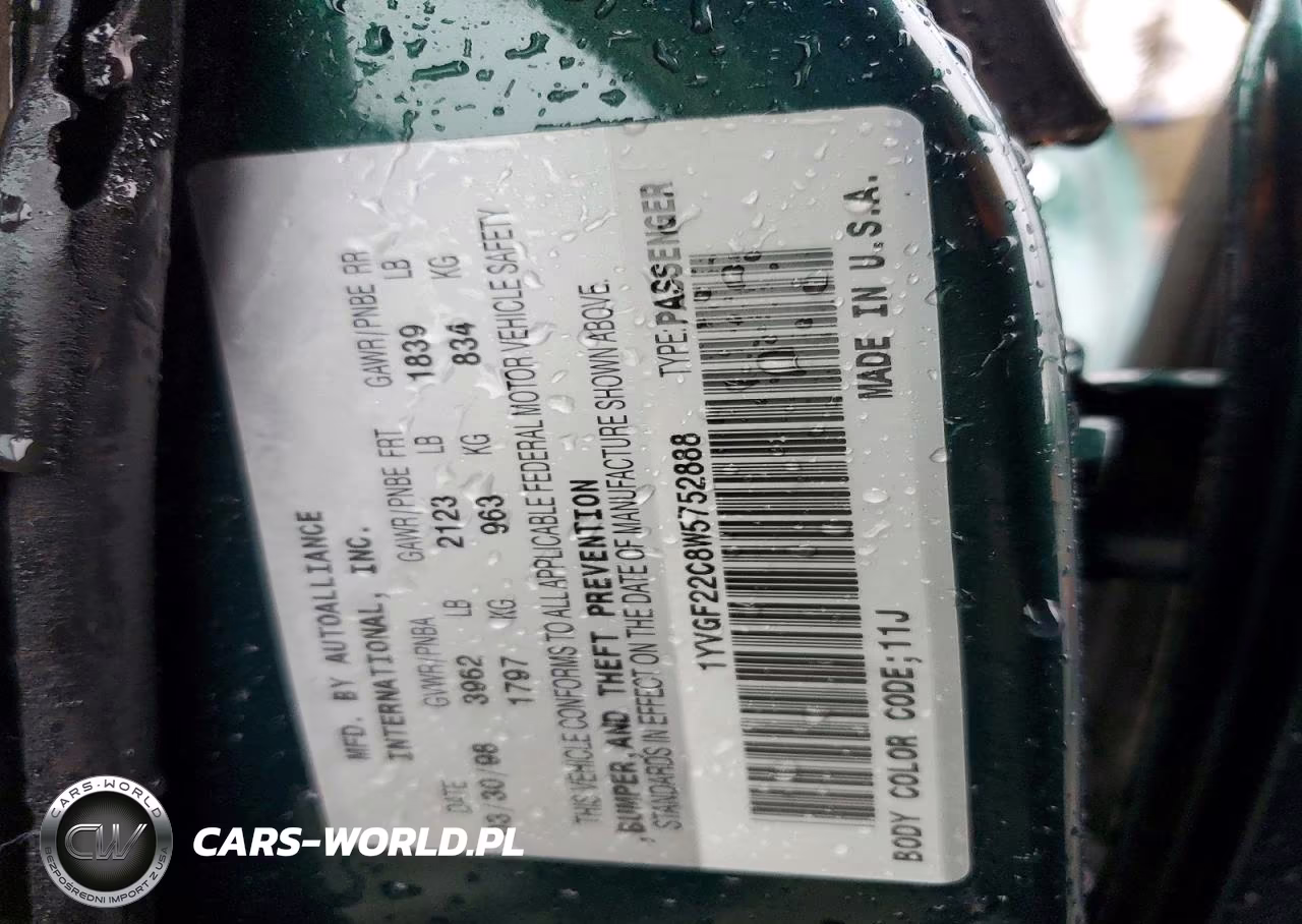 1998 Mazda 626 Dx VIN:1YVGF22C8W5752888 - 12