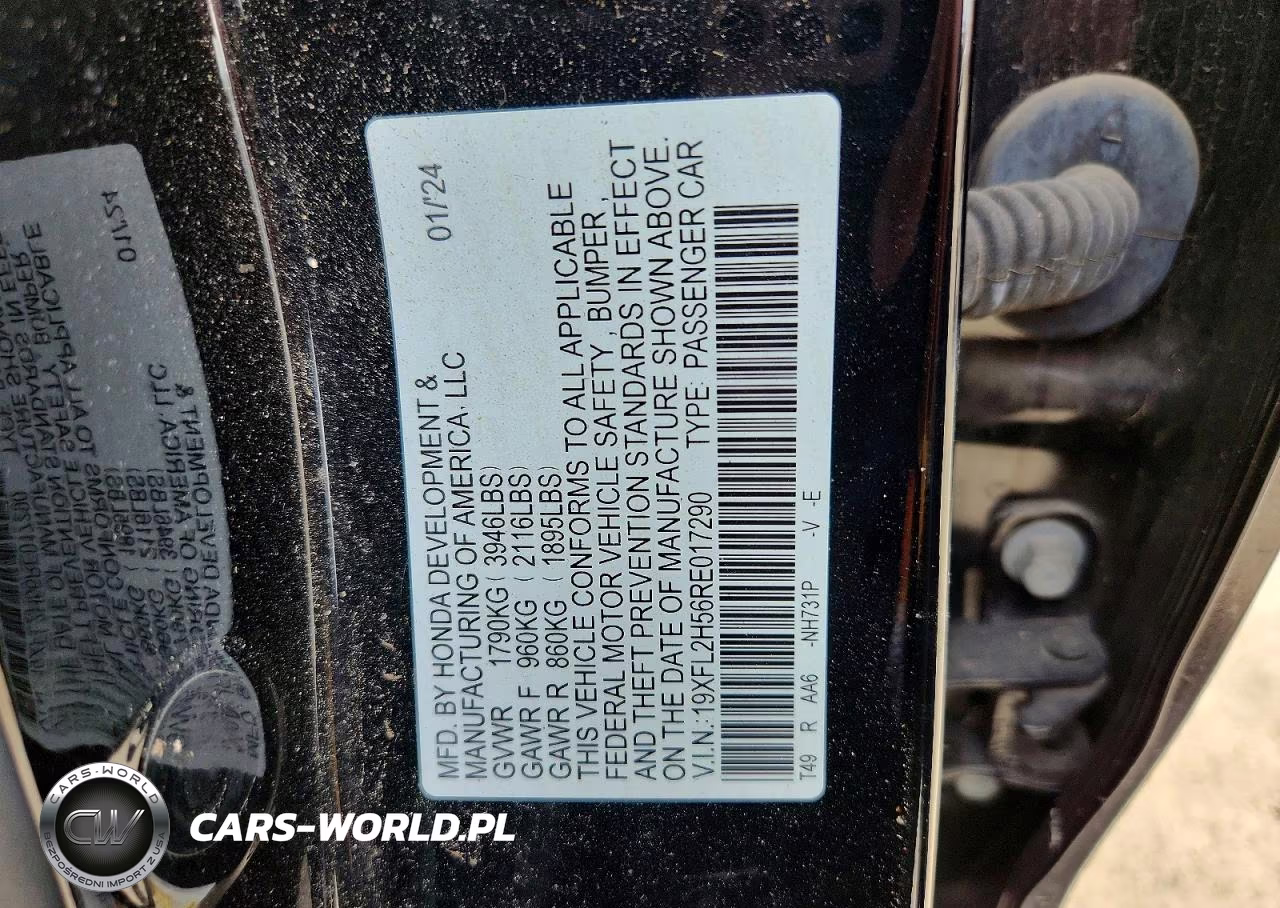 2024 Honda Civic Lx VIN:19XFL2H56RE017290 - 12