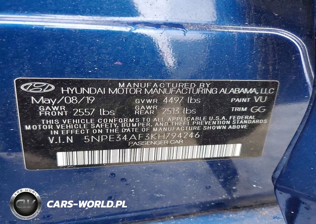 2019 Hyundai Sonata Sel VIN:5NPE34AF3KH794246 - 12