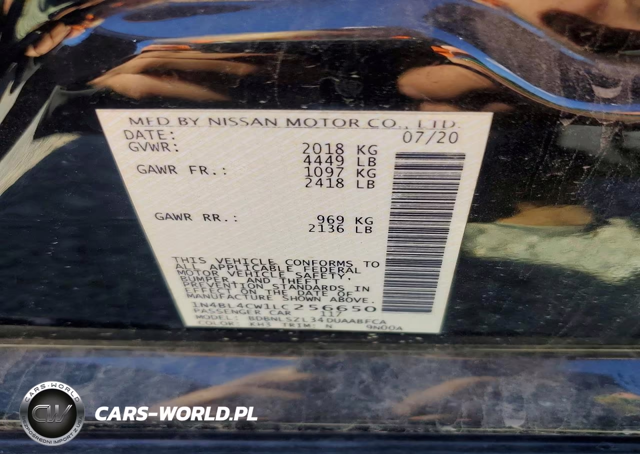 2020 Nissan Altima 2.5 Sr VIN:1N4BL4CW1LC256650 - 12
