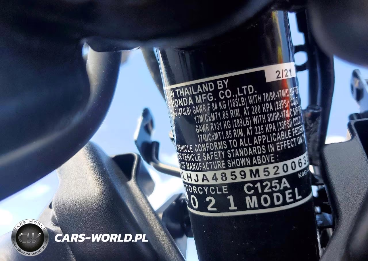 2021 Honda C125 A VIN:MLHJA4859M5200633 - 8