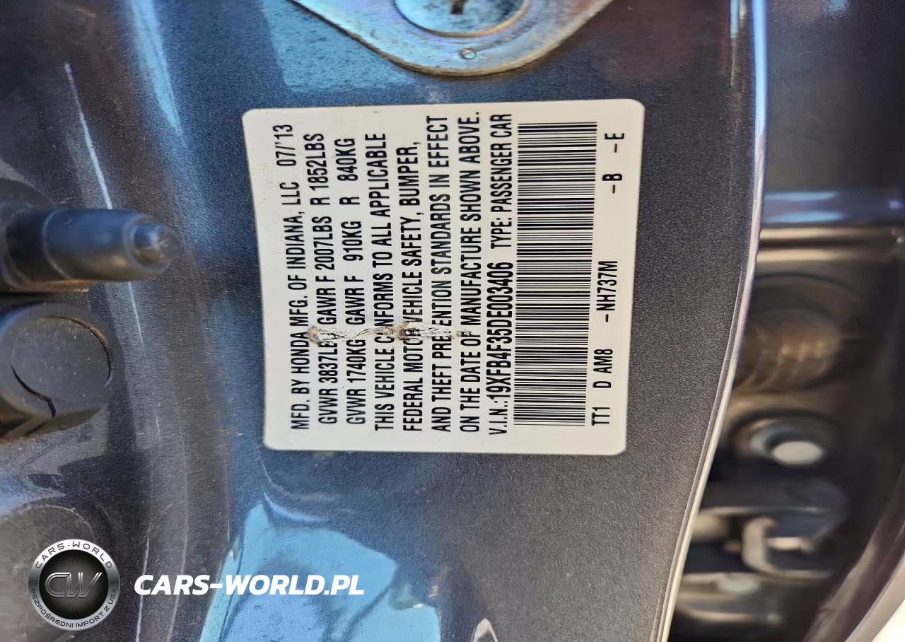 2013 Honda Civic Hyb VIN:19XFB4F35DE003406 - 13