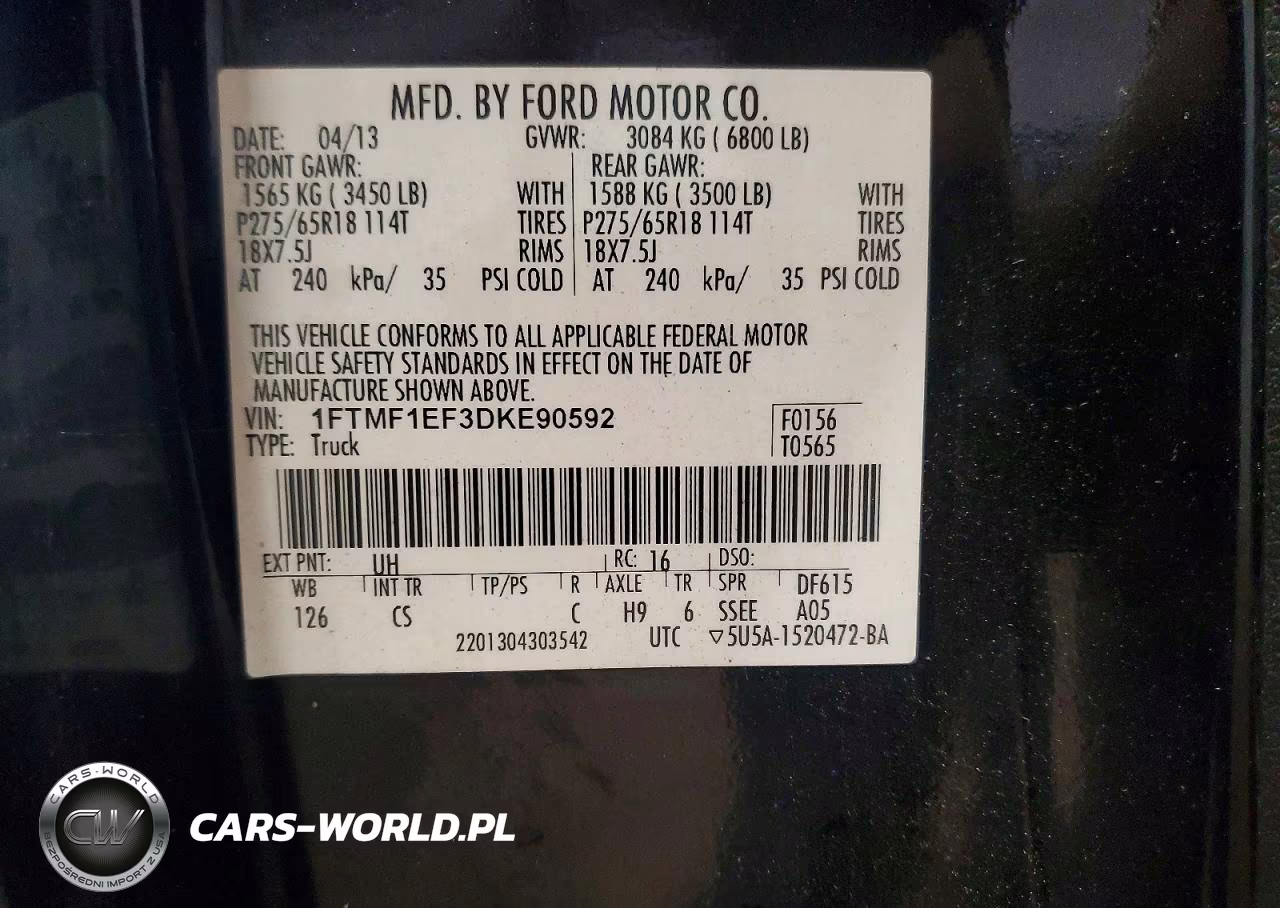 2013 Ford F150 VIN:1FTMF1EF3DKE90592 - 12