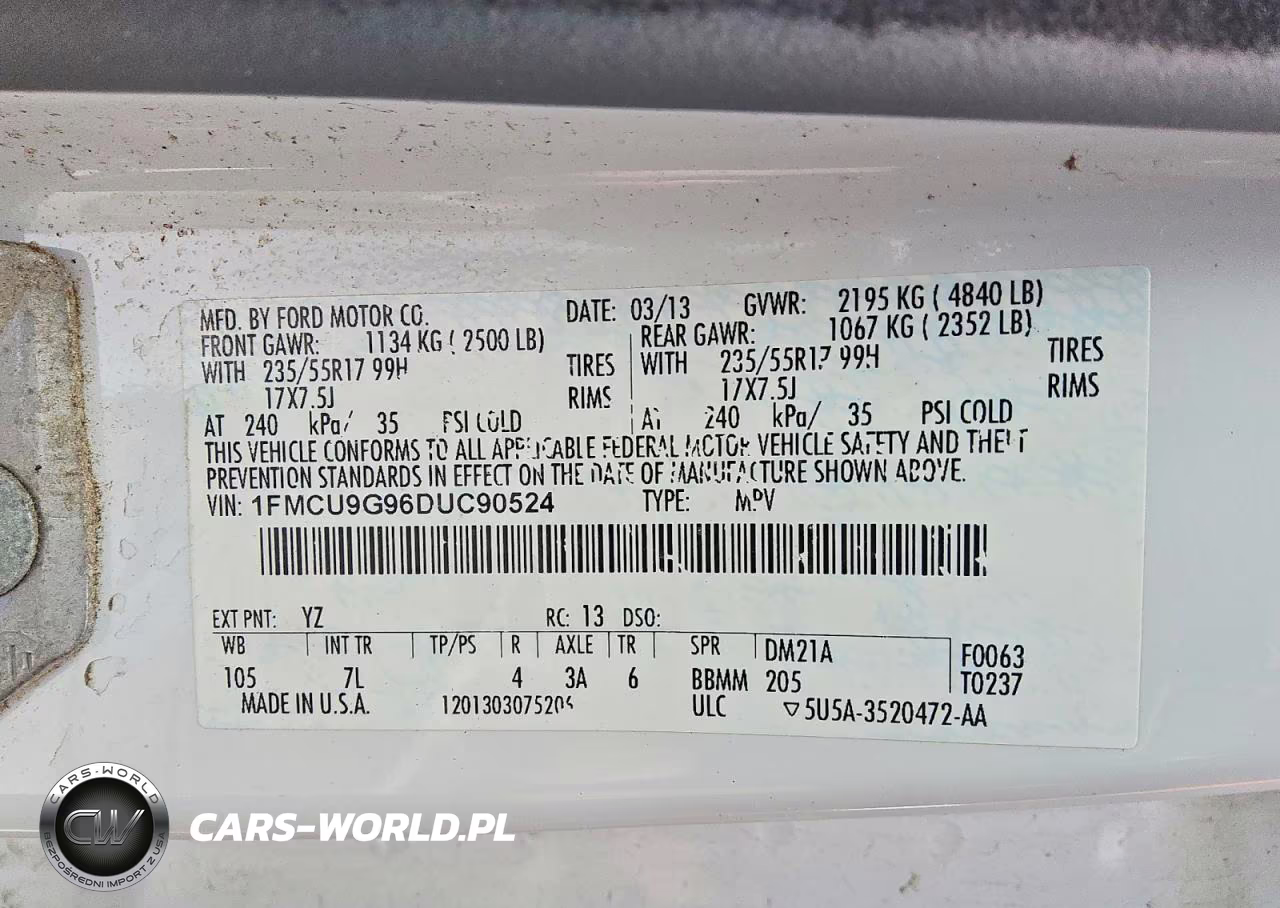 2013 Ford Escape Se VIN:1FMCU9G96DUC90524 - 13