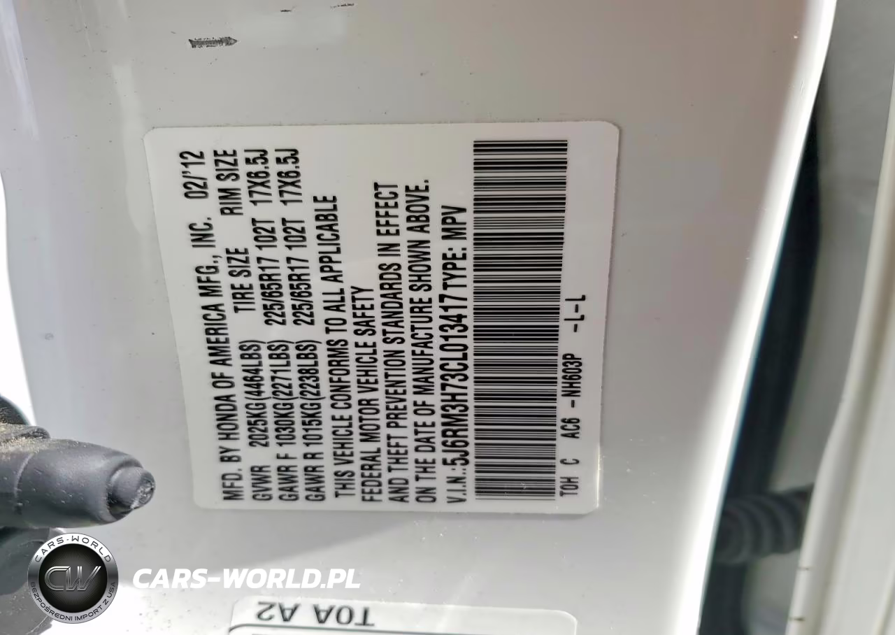 2012 Honda Cr-V Exl VIN:5J6RM3H73CL013417 - 14