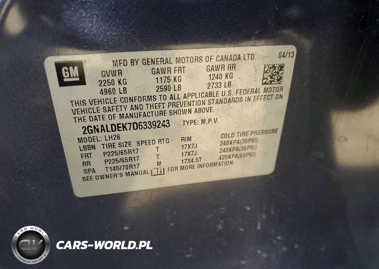 2013 Chevrolet Equinox Lt VIN:2GNALDEK7D6339243 - 13