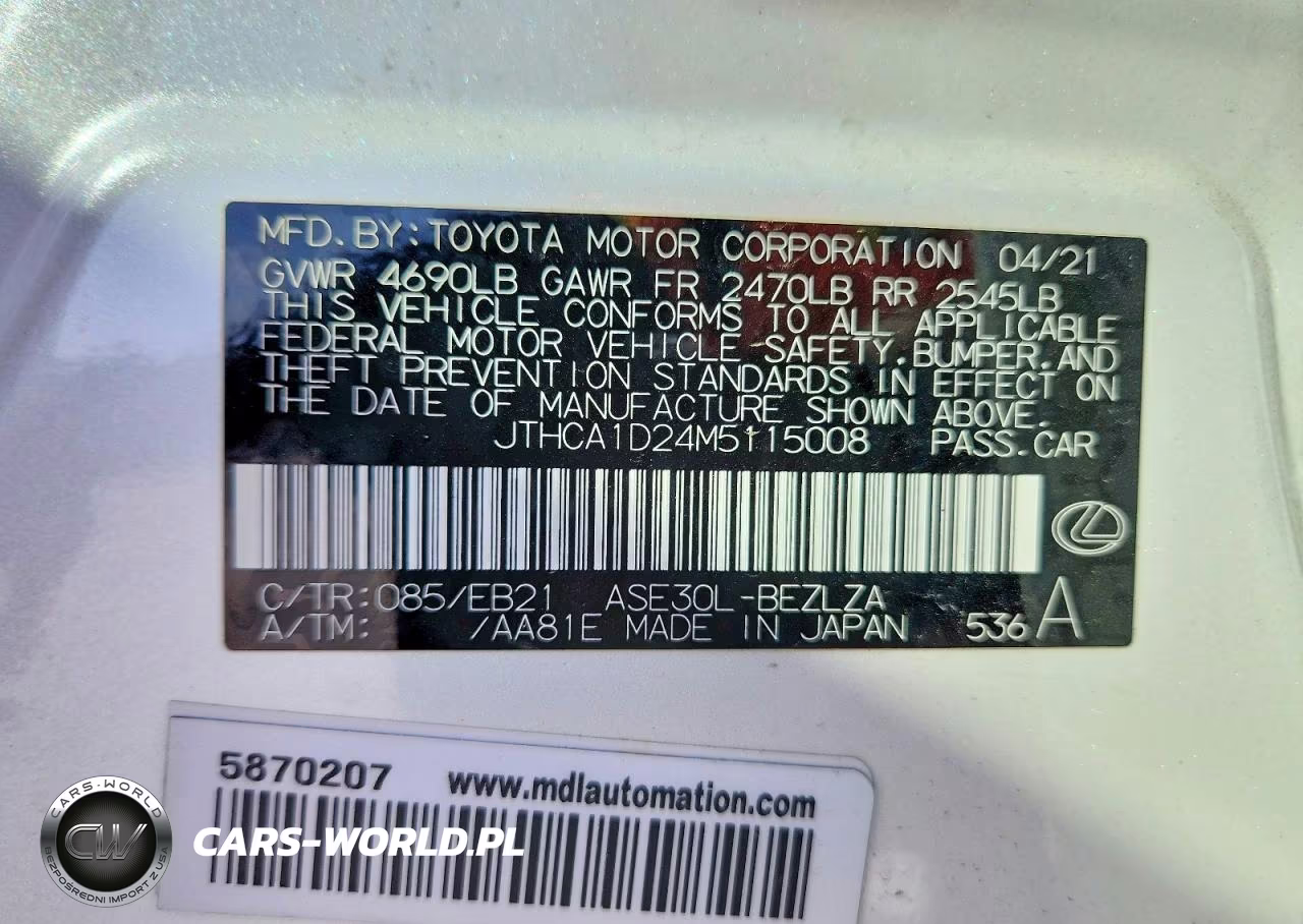 2021 Lexus Is 300 Base VIN:JTHCA1D24M5115008 - 12