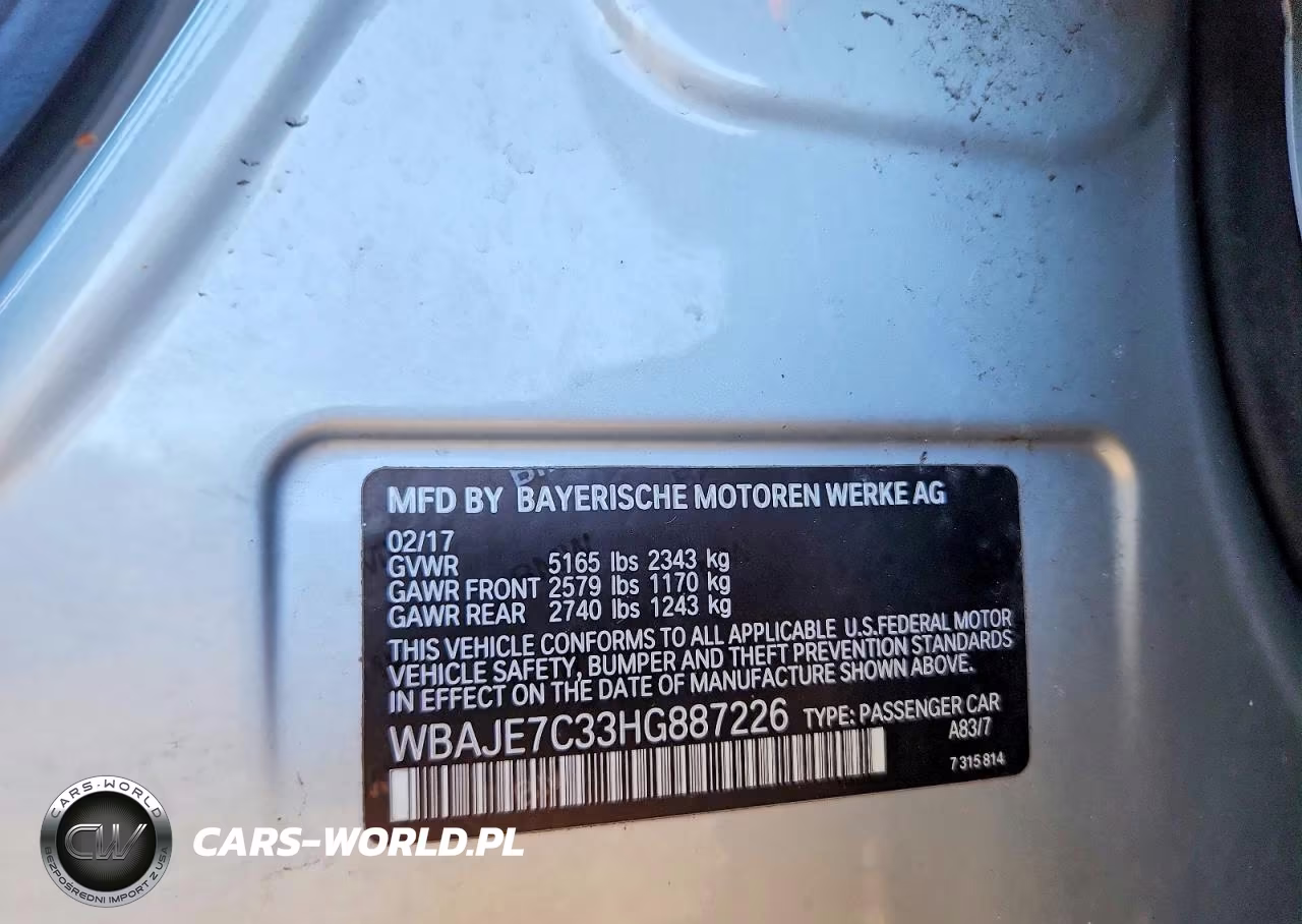 2017 BMW 540 Xi VIN:WBAJE7C33HG887226 - 12