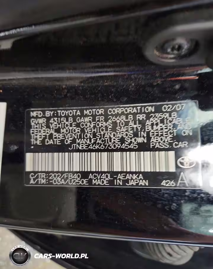 2007 Toyota Camry Ce VIN:JTNBE46K673094545 - 12