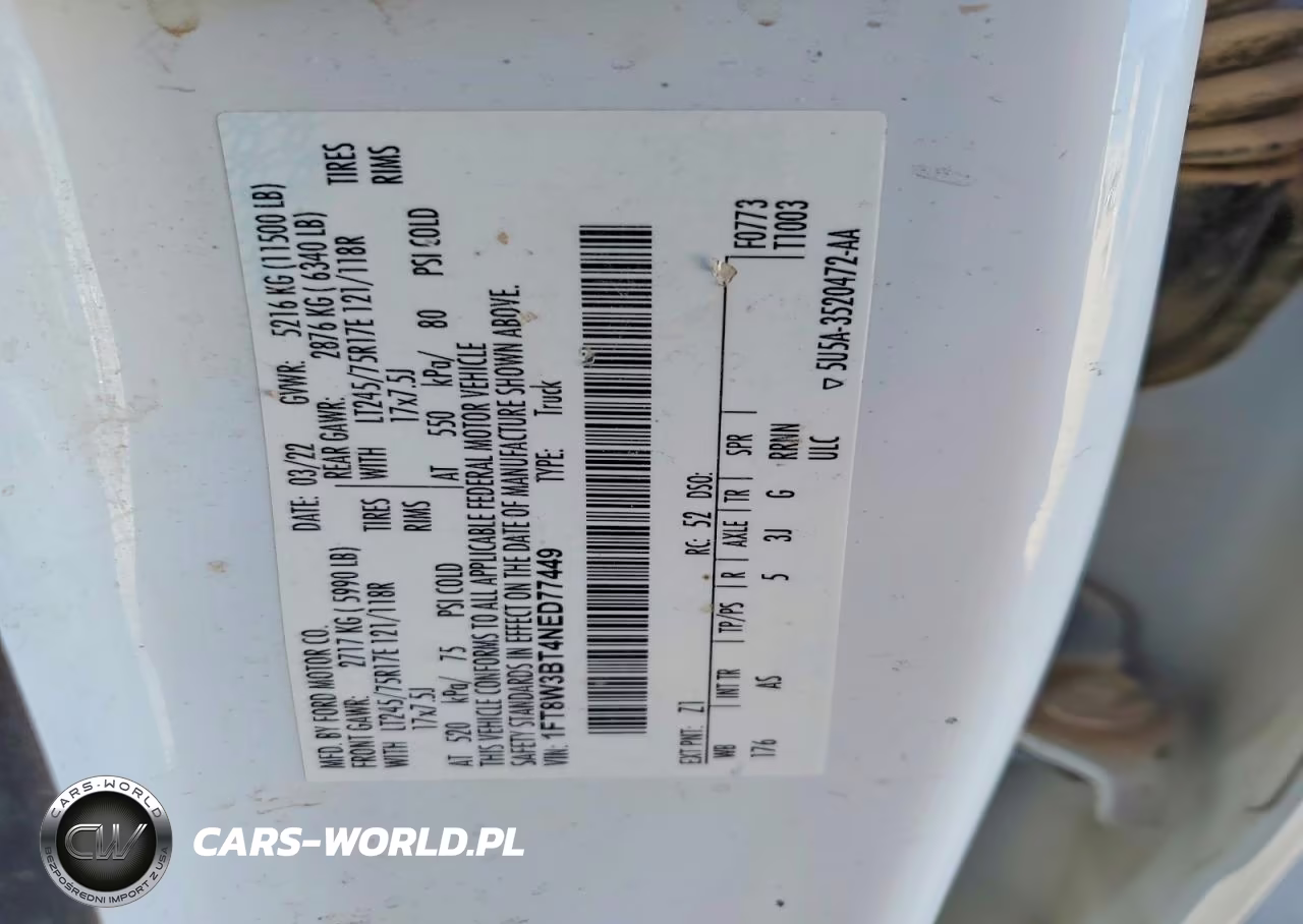 2022 Ford F350 Super Duty VIN:1FT8W3BT4NED77449 - 12
