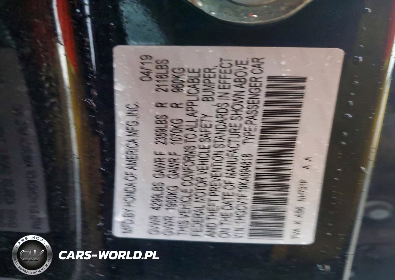 2019 Honda Accord Lx VIN:1HGCV1F19KA094818 - 13