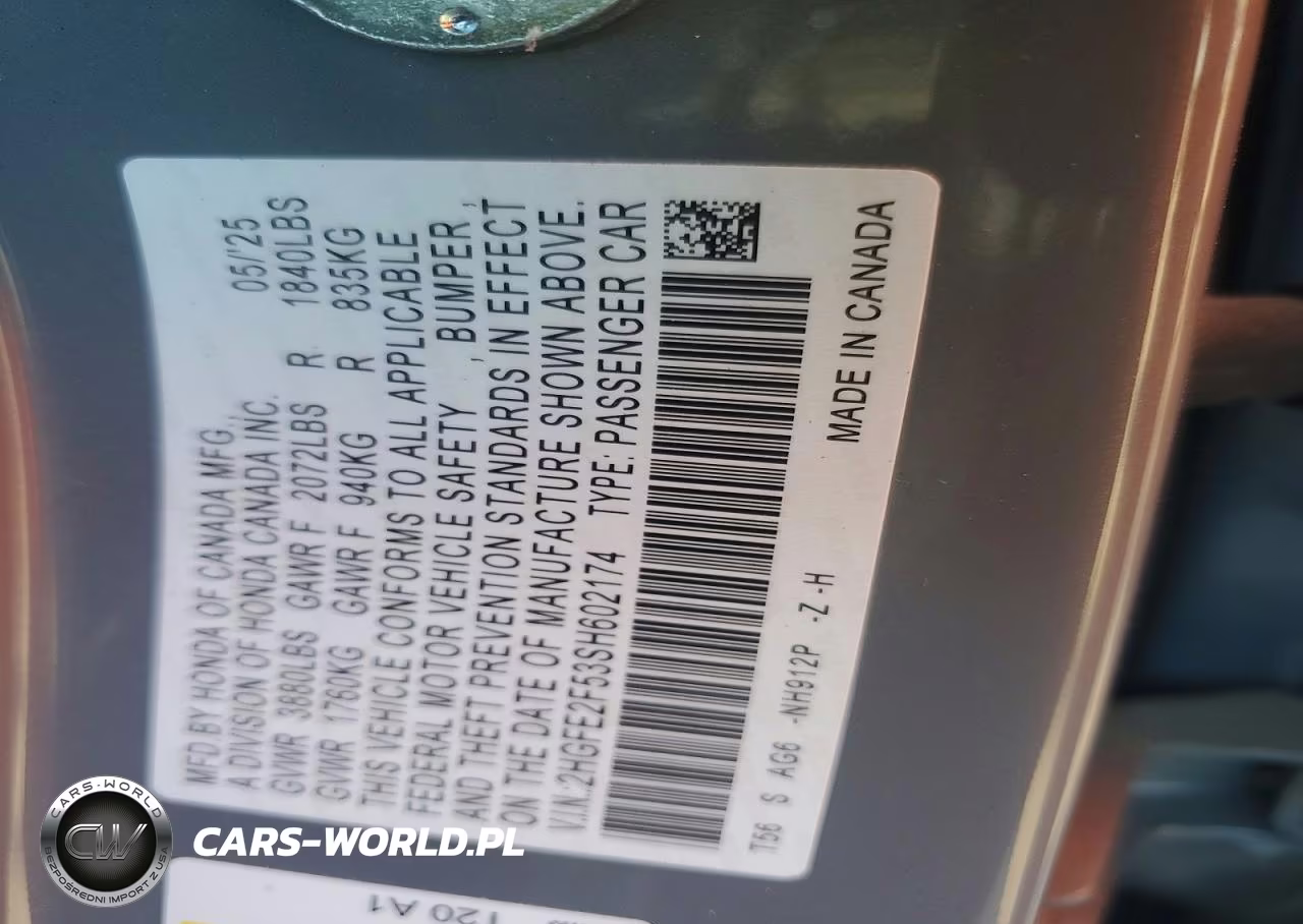 2025 Honda Civic Sport VIN:2HGFE2F53SH602174 - 12