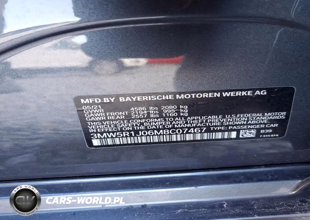 2021 BMW 330I VIN:3MW5R1J06M8C07467 - 12
