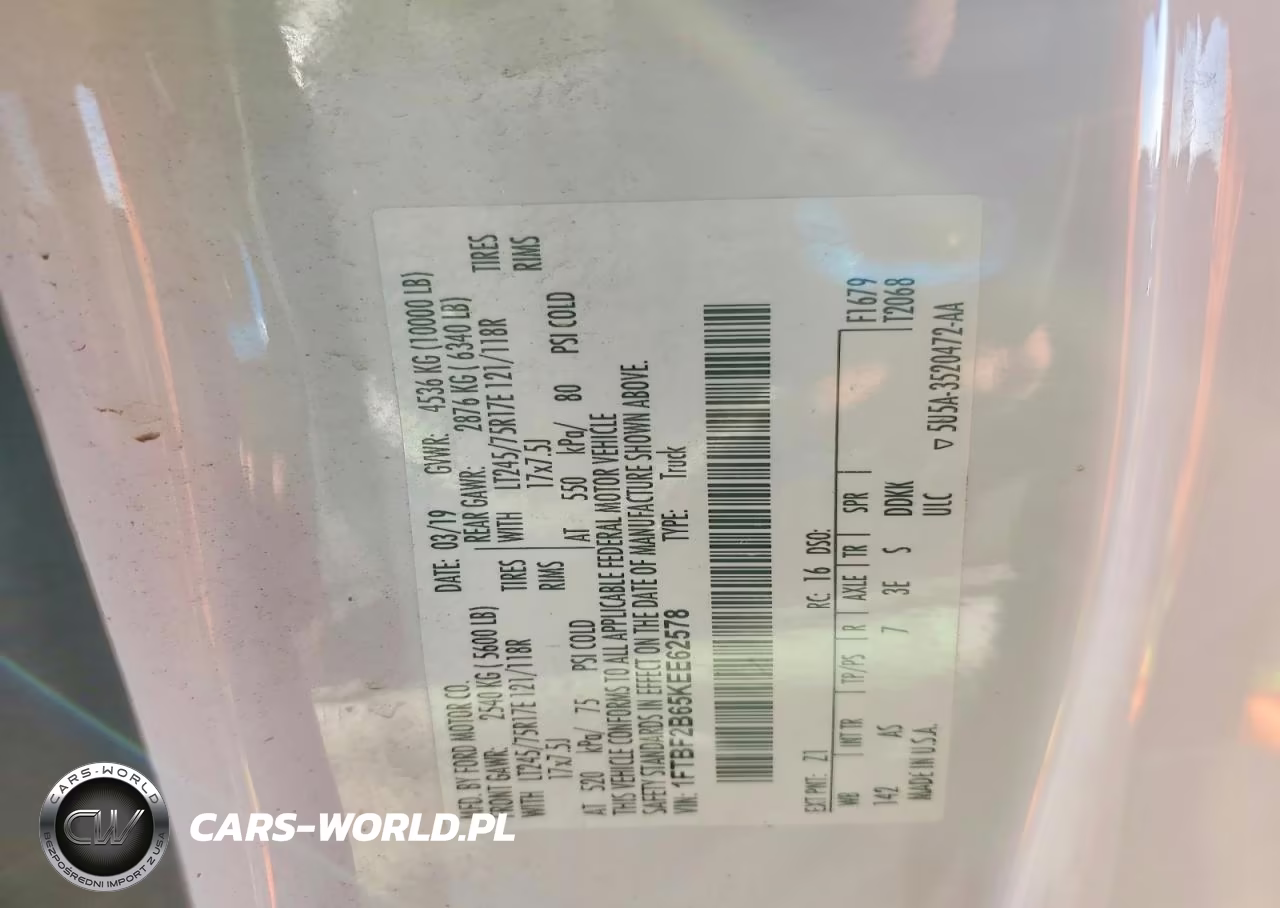 2019 Ford F-250 VIN:1FTBF2B65KEE62578 - 12