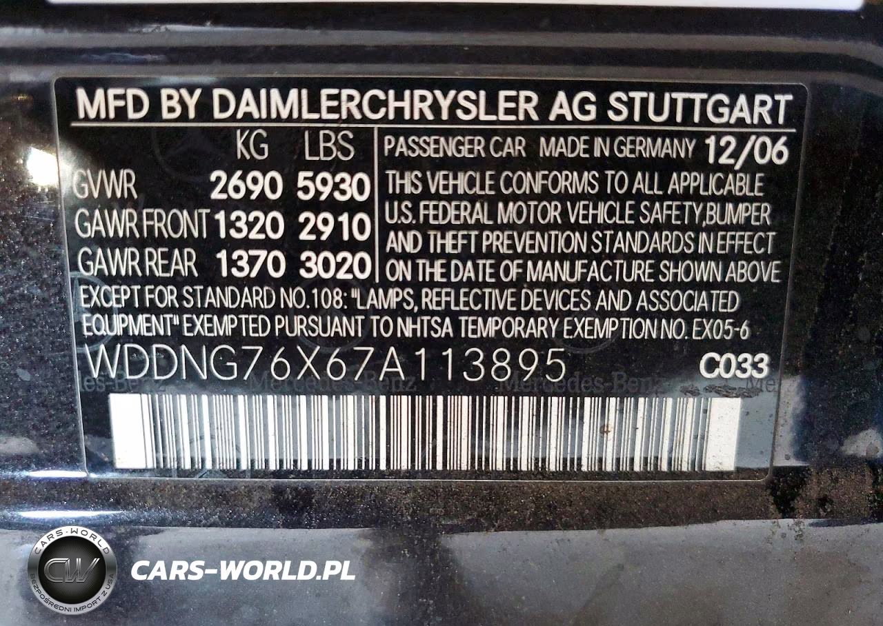 2007 Mercedes-Benz 600 S VIN:WDDNG76X67A113895 - 12