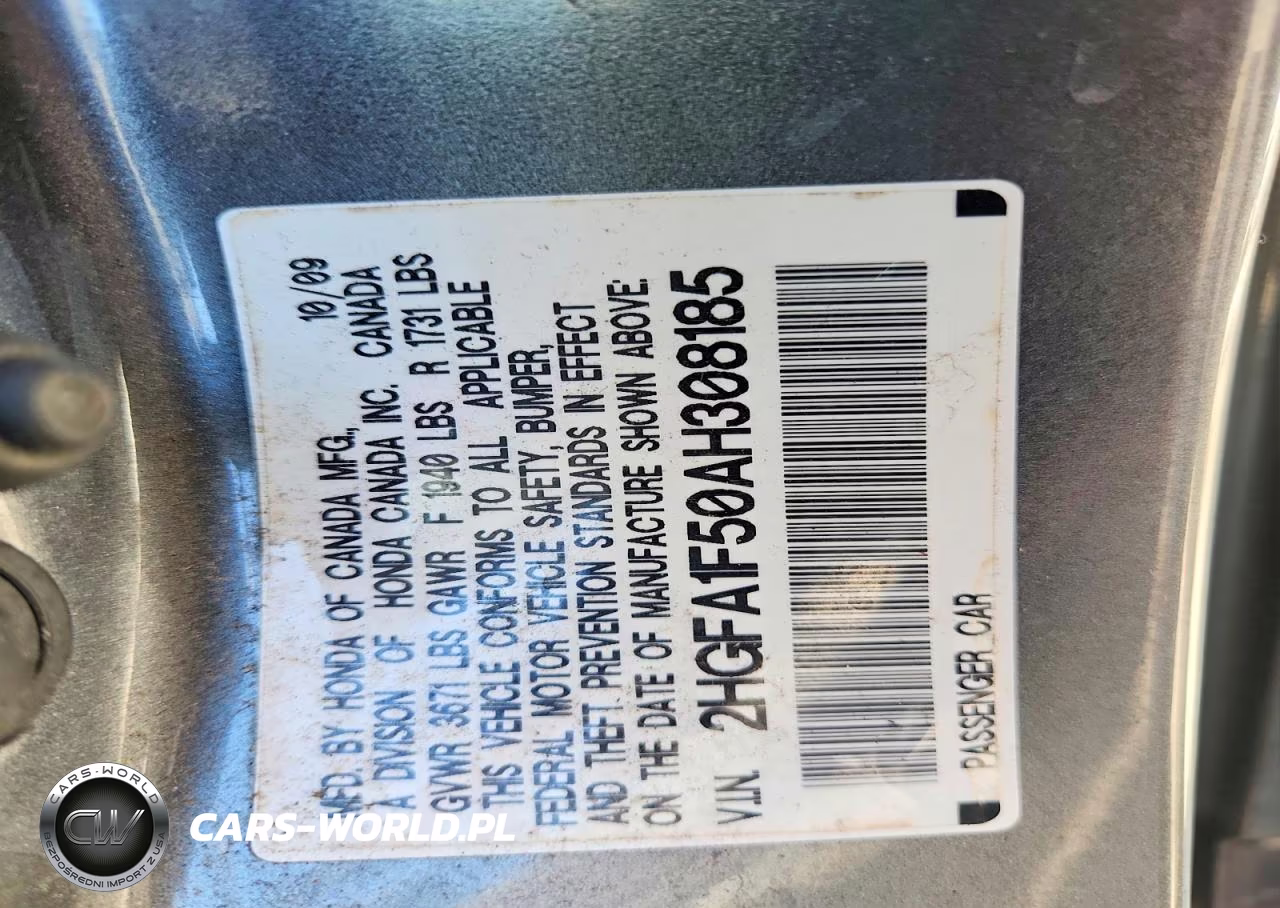 2010 Honda Civic Lx VIN:2HGFA1F50AH308185 - 12