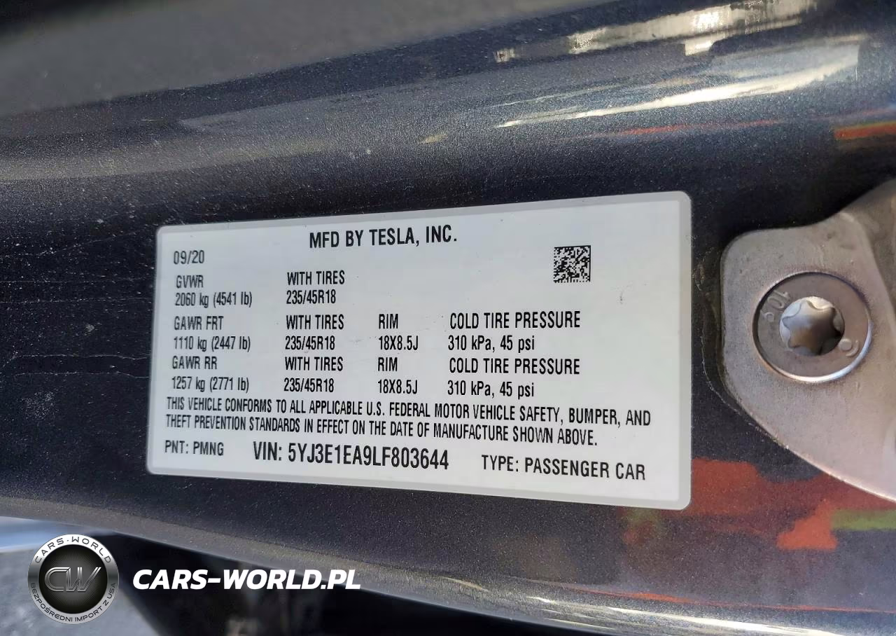 2020 Tesla Model 3 VIN:5YJ3E1EA9LF803644 - 12