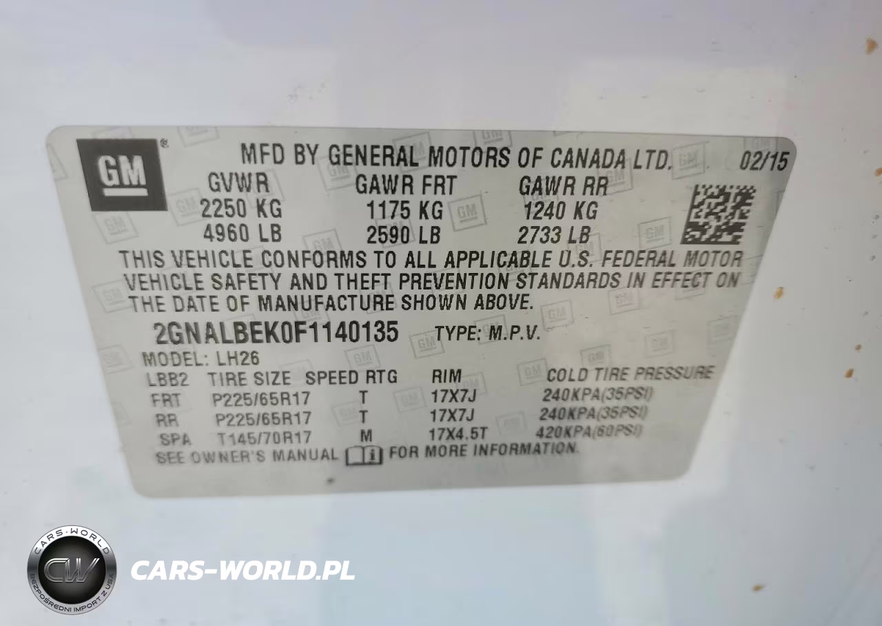 2015 Chevrolet Equinox Lt VIN:2GNALBEK0F1140135 - 14