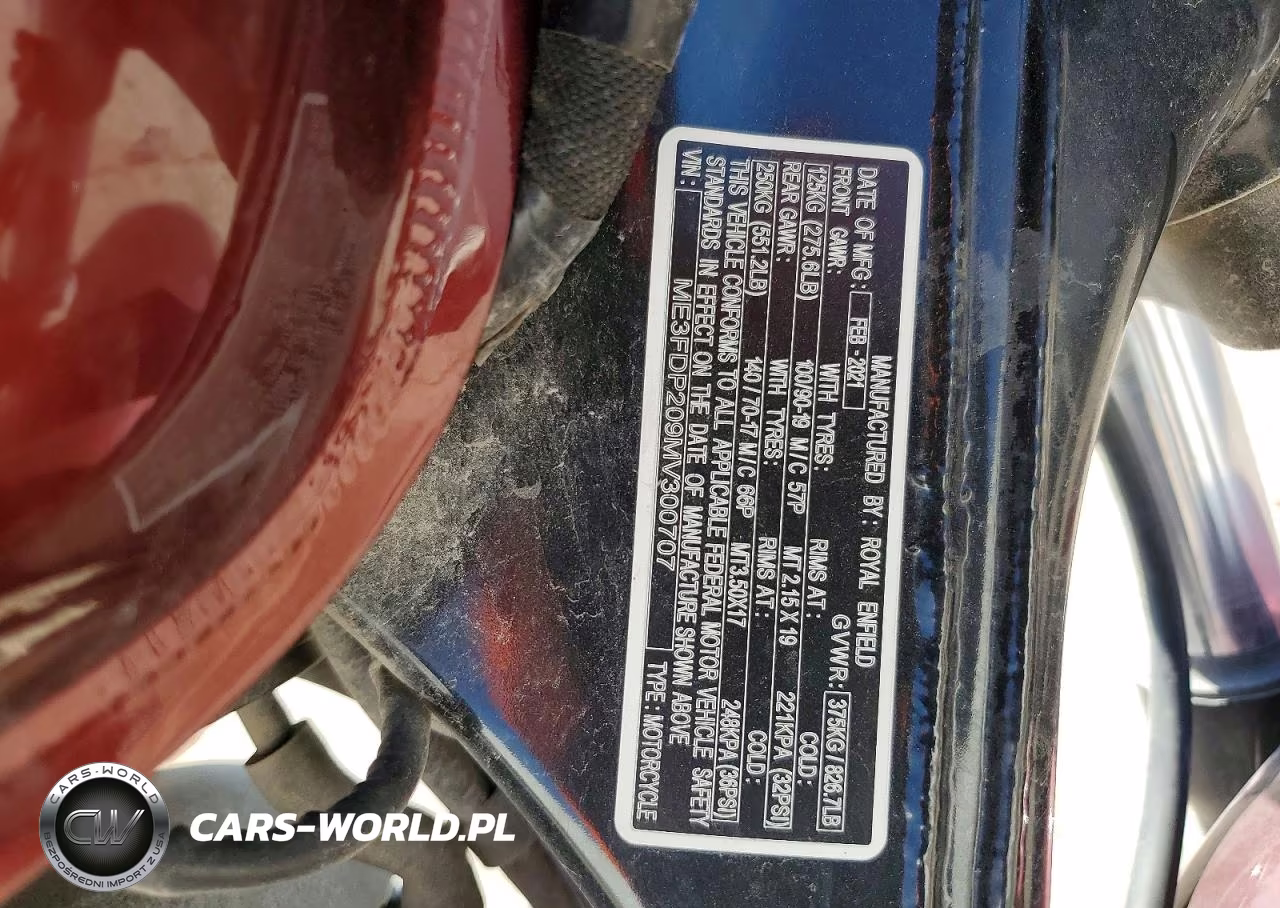 2021 Royal Enfield Motors Meteor 350 VIN:ME3FDP209MV300707 - 9