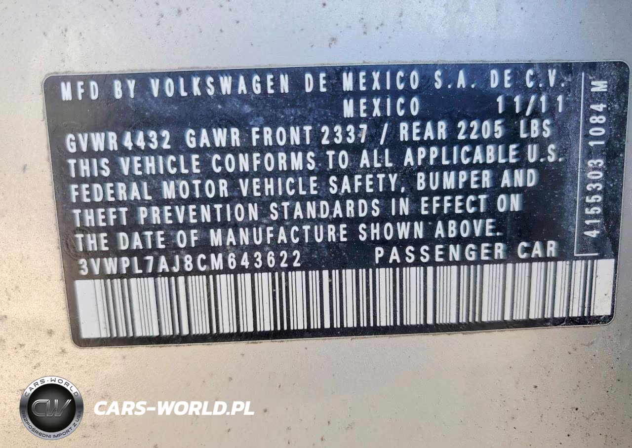 2012 Volkswagen Jetta Tdi VIN:3VWPL7AJ8CM643622 - 14
