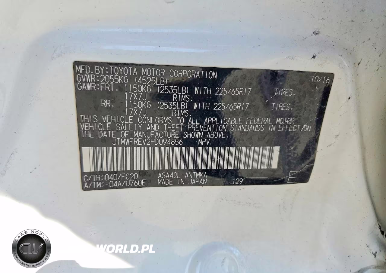 2017 Toyota Rav4 Xle VIN:JTMWFREV2HD094856 - 13