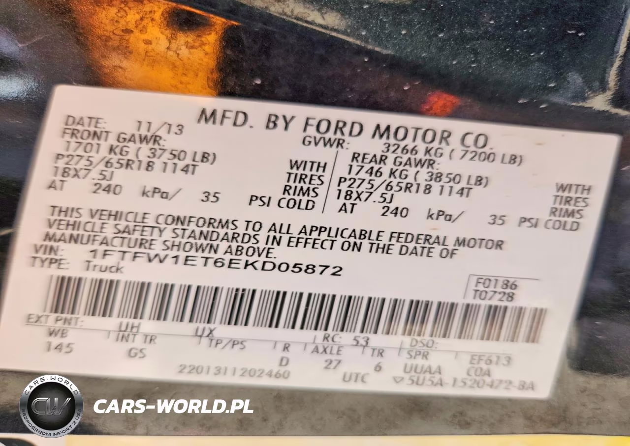 2014 Ford F150 Supercrew VIN:1FTFW1ET6EKD05872 - 12
