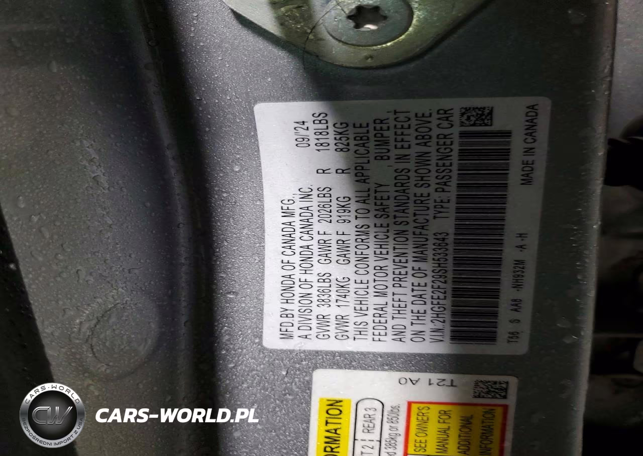 2025 Honda Civic Lx VIN:2HGFE2F29SH533643 - 13