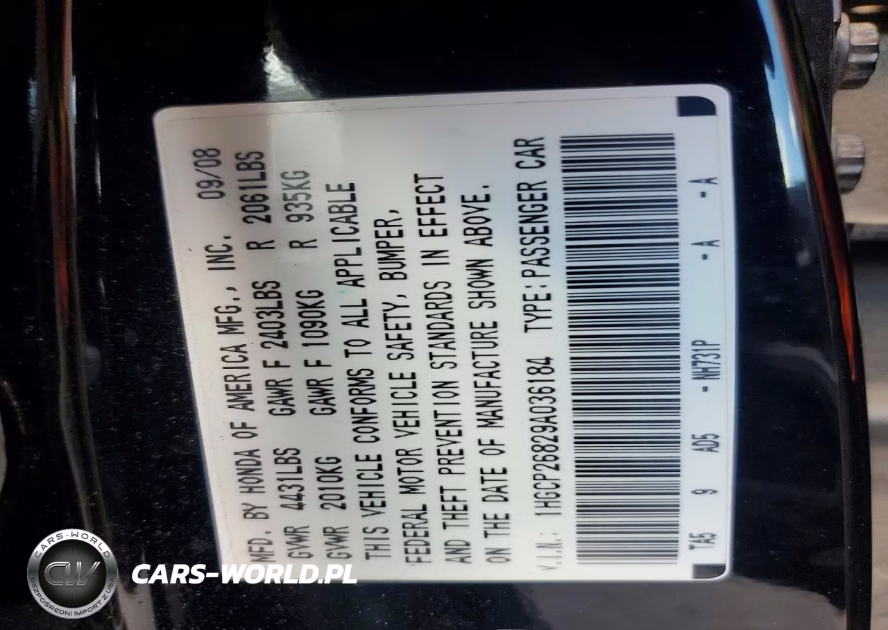 2009 Honda Accord Exl VIN:1HGCP26829A036184 - 12